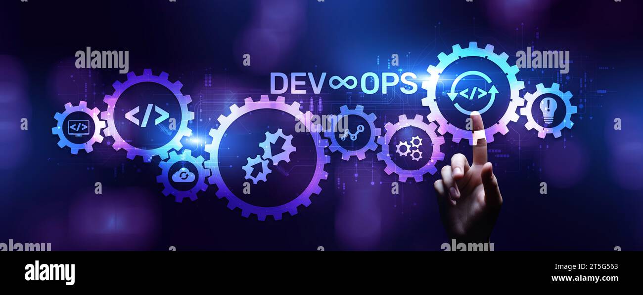 DevOps Methodology Development Operations agil Programmiertechnologie Konzept. Stockfoto