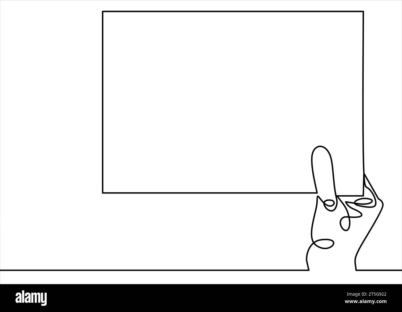 Hände halten ein leeres Stück Papier mit durchgehender Linienzeichnung Stock Vektor