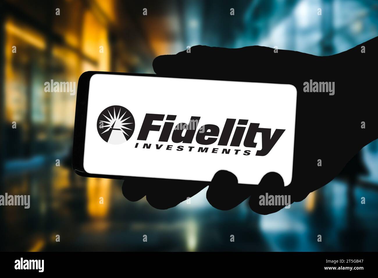 Fidelity Investments Company wird auf dem Mobiltelefon angezeigt Stockfoto