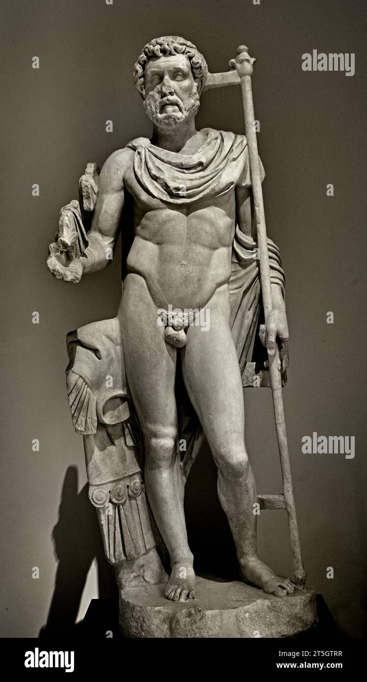 Kaiser Antonius Pius - Titus Fulvius Aelius Hadrianus Antoninus Augustus Pius 86 n. Chr. – 161 n. Chr. Römische Kunst Farnese Sammlung - nationales Archäologisches Museum von Neapel Italien. 2. Jahrhundert n. Chr. vom Tempel des Mercury Imperial Palace, Baiae, Stockfoto