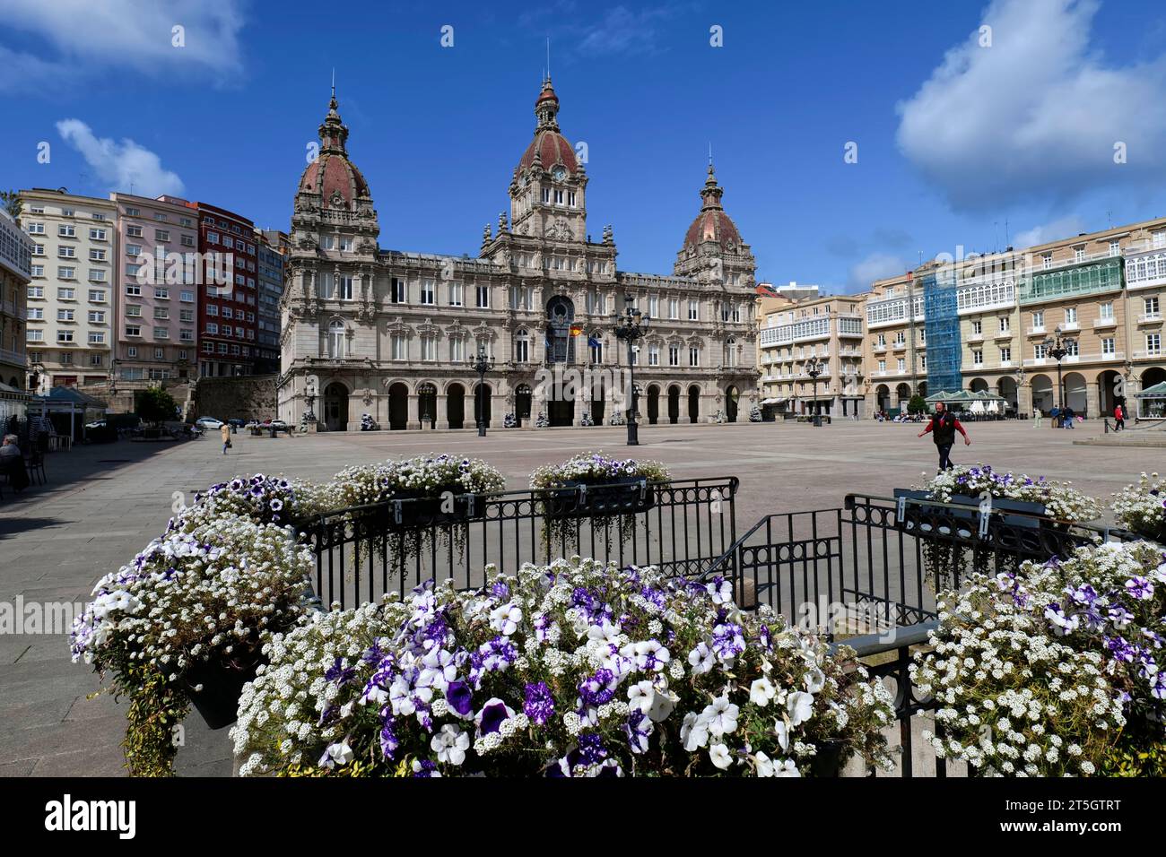 Historisches Rathaus am María Pita Platz, A Coruña, Galicien, Nordwesten Spaniens, Europa Stockfoto