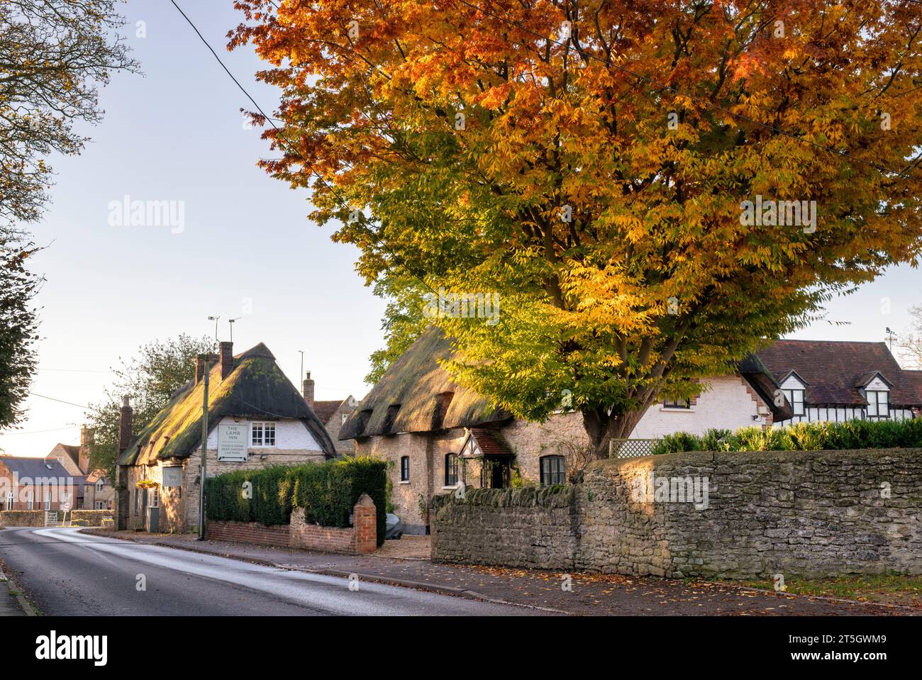Früher Herbstmorgen in Little Milton. Oxfordshire, England Stockfoto