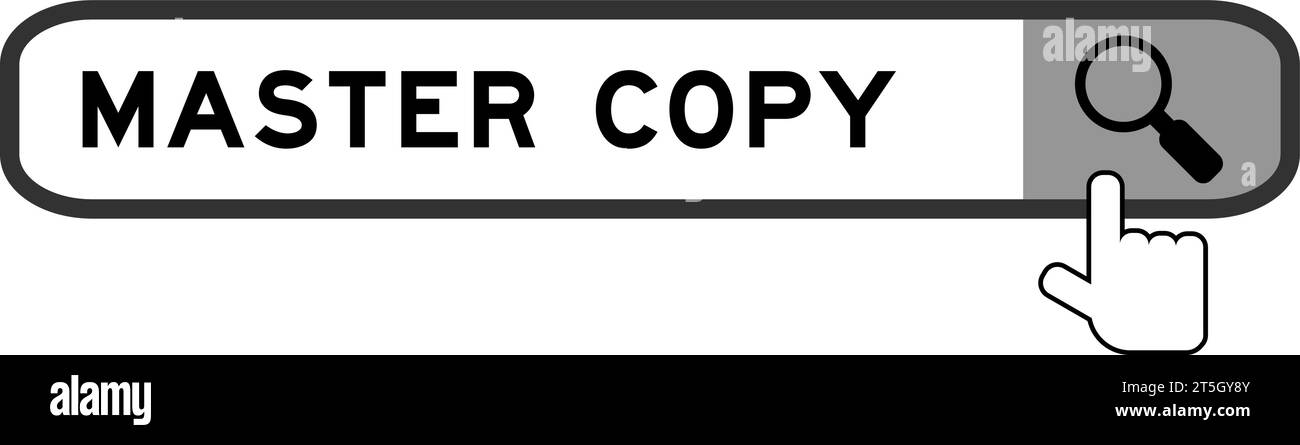 Suchbanner in Word-Master-Kopie mit Übergabesymbol auf weißem Hintergrund Stock Vektor
