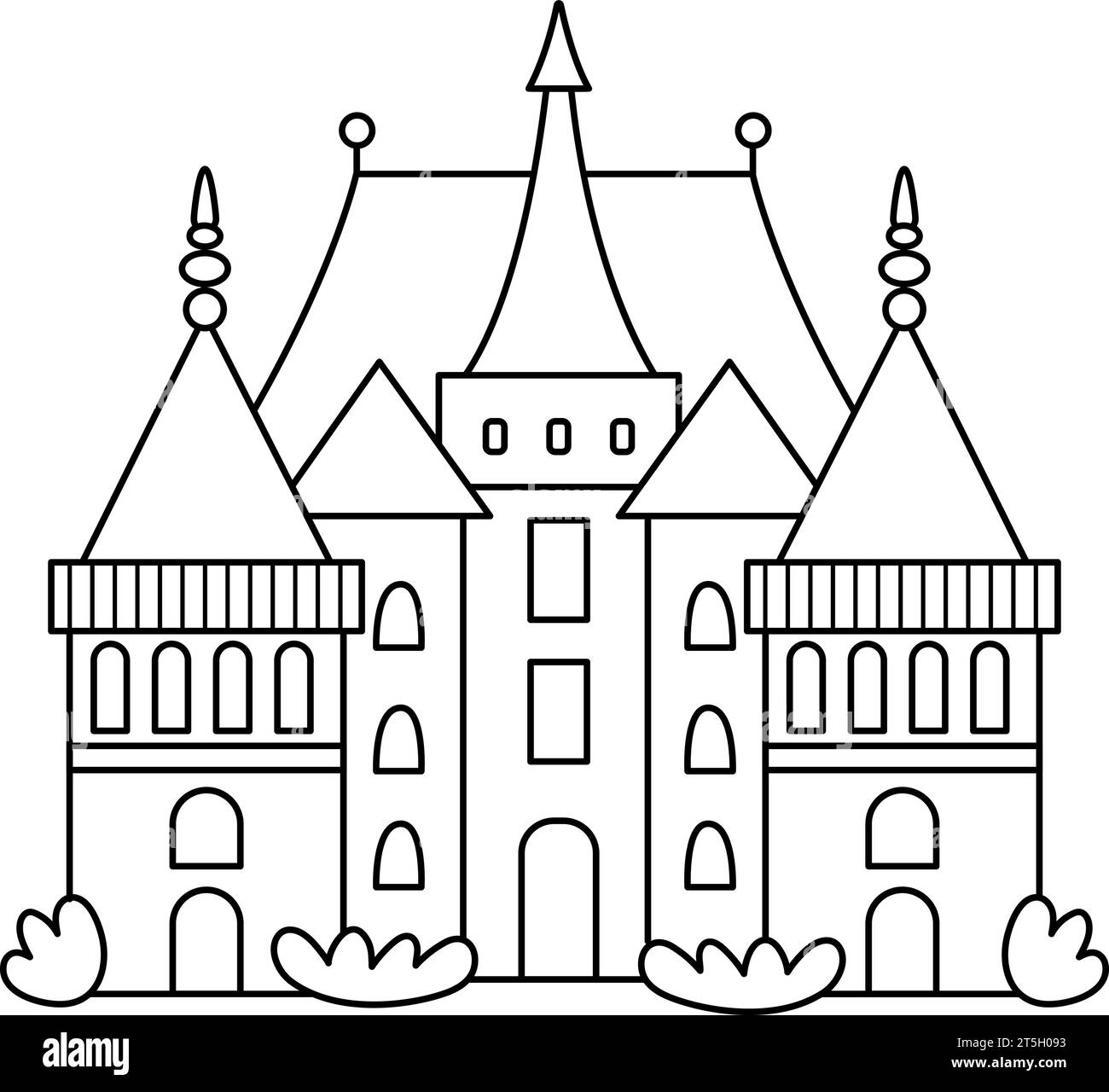 Symbol der Vektorschlosslinie. Schwarz-weiß-Illustration in Paris. Traditionelles Wahrzeichen Frankreichs. Historischer französischer flacher Stil Ort von Interesse isolieren Stock Vektor