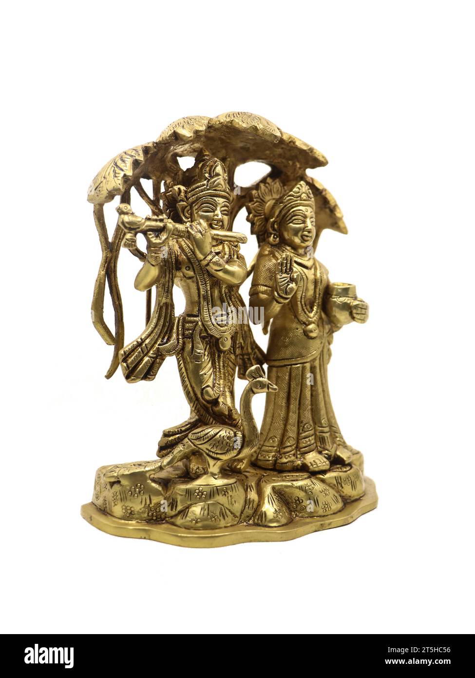 radha krishna unter einem Baum Bronze Idol aus einer antiken Sammlung isoliert auf weißem Hintergrund Stockfoto