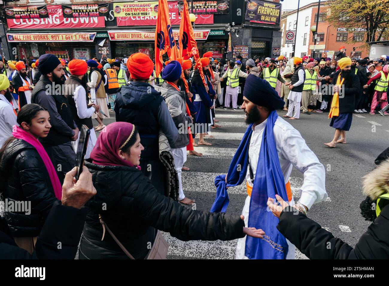 London, Großbritannien. Am 5. November 2023 wird Nagar Kirtan in
