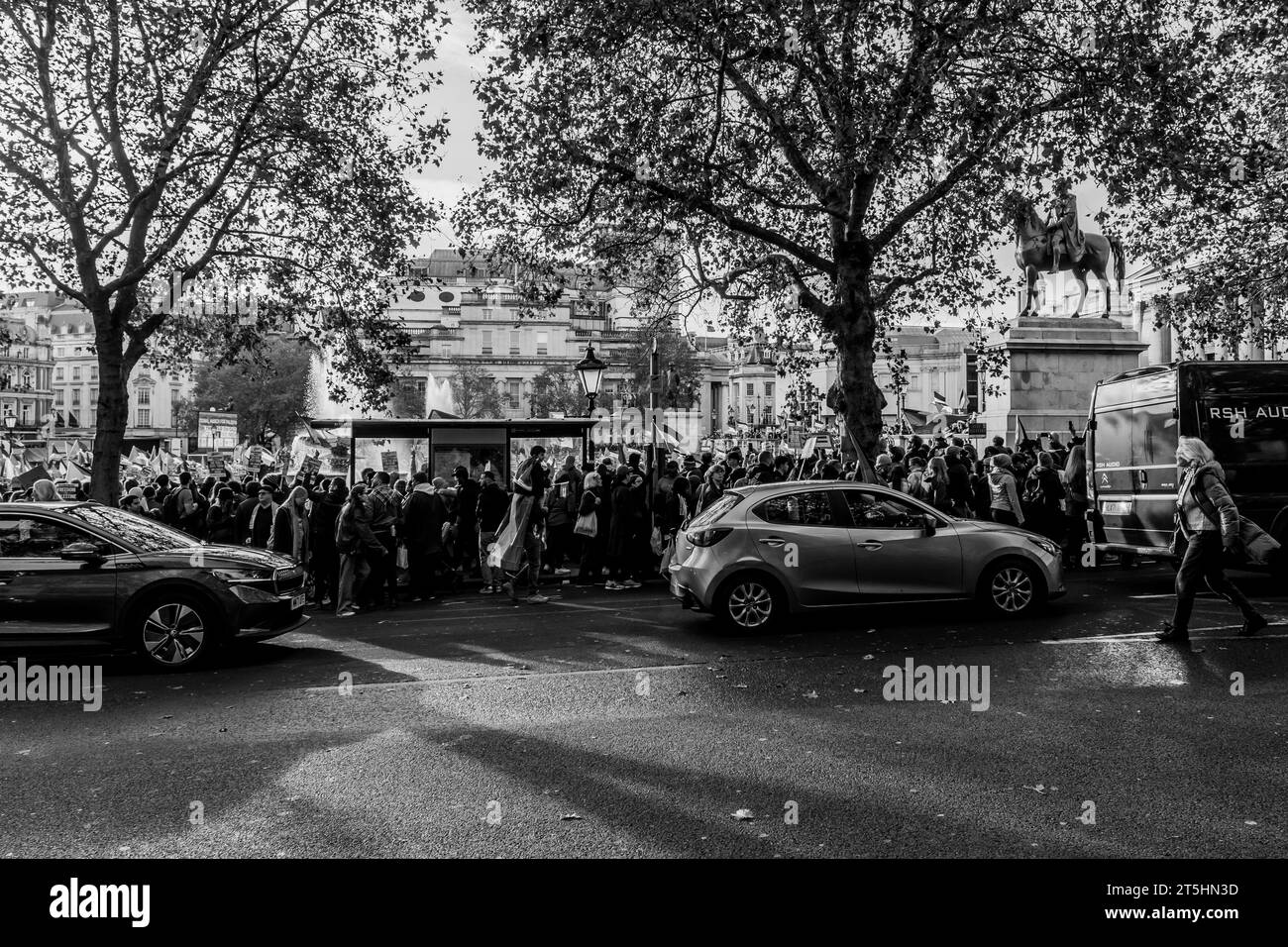 London Palästinensische Demonstration Trafalgar Square Stockfoto