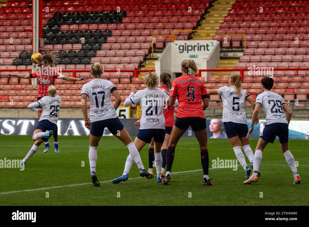 London, Großbritannien. November 2023. London, England, 05. November 2023 Megan Finnigan (20 Everton) in Aktion während des Womens Super League Spiels zwischen Tottenham Hotspur und Everton im Brisbane Road Stadium in London, England (PEDRO PORRU/SPP) Credit: SPP Sport Press Photo. /Alamy Live News Stockfoto