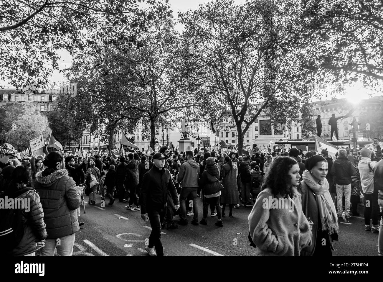 London Palästinensische Demonstration Trafalgar Square Stockfoto