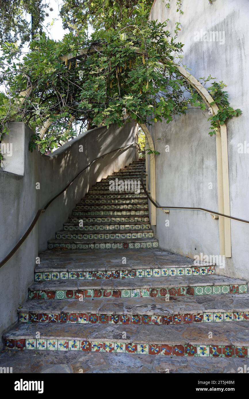 Treppen zum La Villita Village, San Antonio, Texas Stockfoto