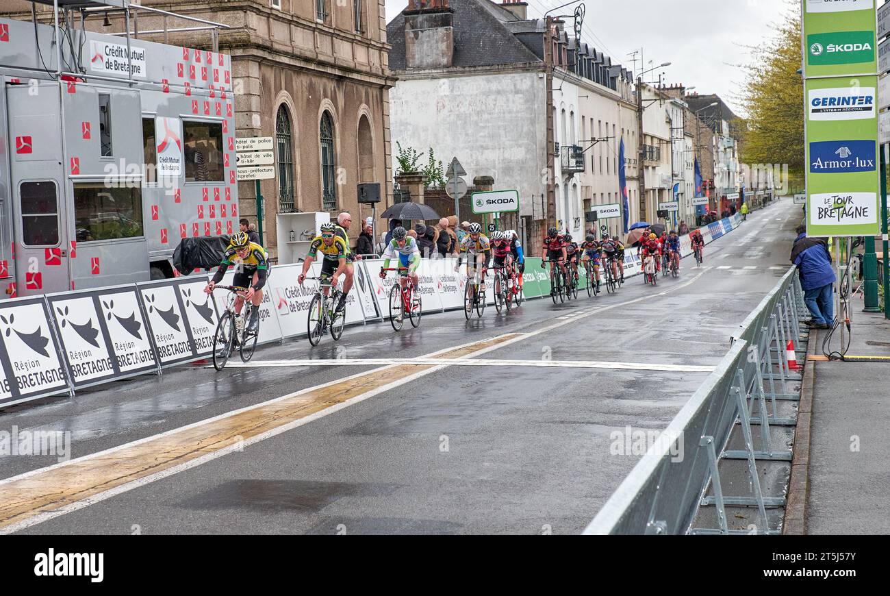 Amateur-Radrennen in Pontivy, Frankreich Stockfoto