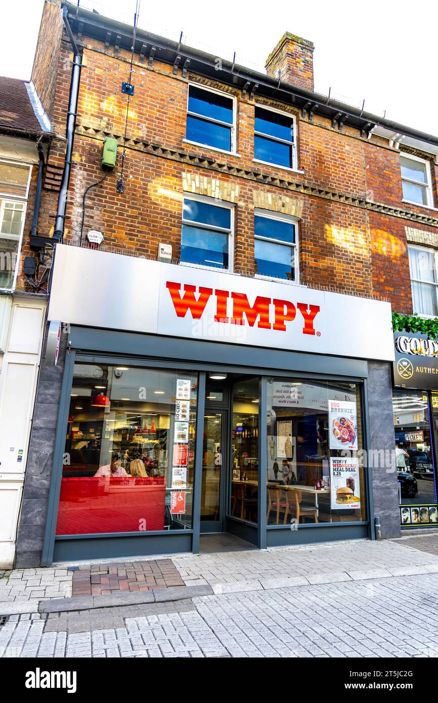 Außenansicht der Wimpy Fast Food-Kette in High Wycombe, Buckinghamshire, England Stockfoto