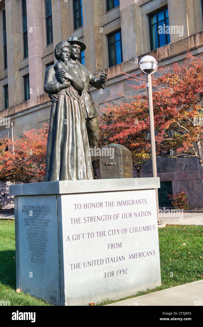 Immigranten: Stärke unserer Nation Monument Columbus Ohio Stockfoto