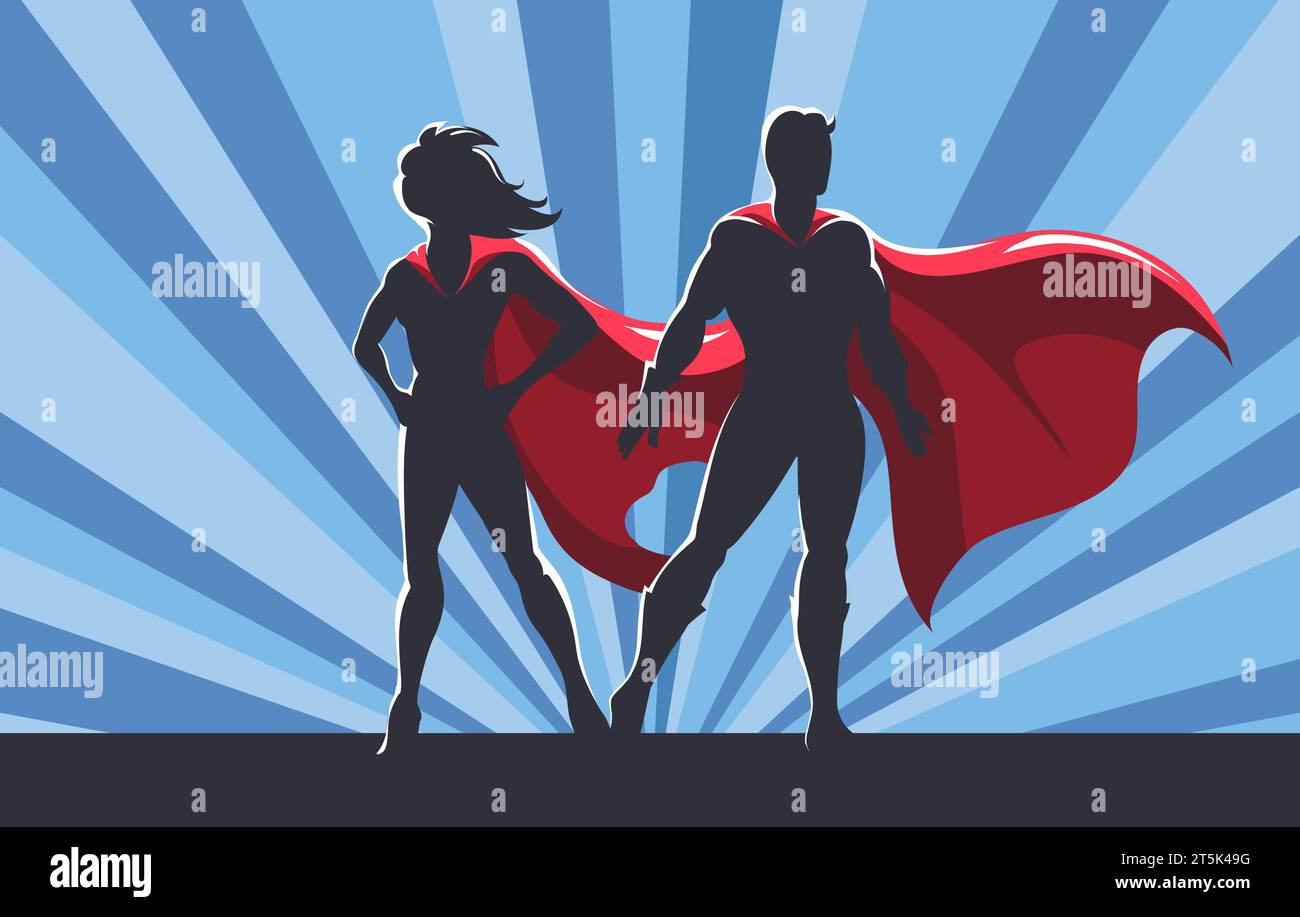 Männliches und weibliches Superheldenpaar Stock Vektor