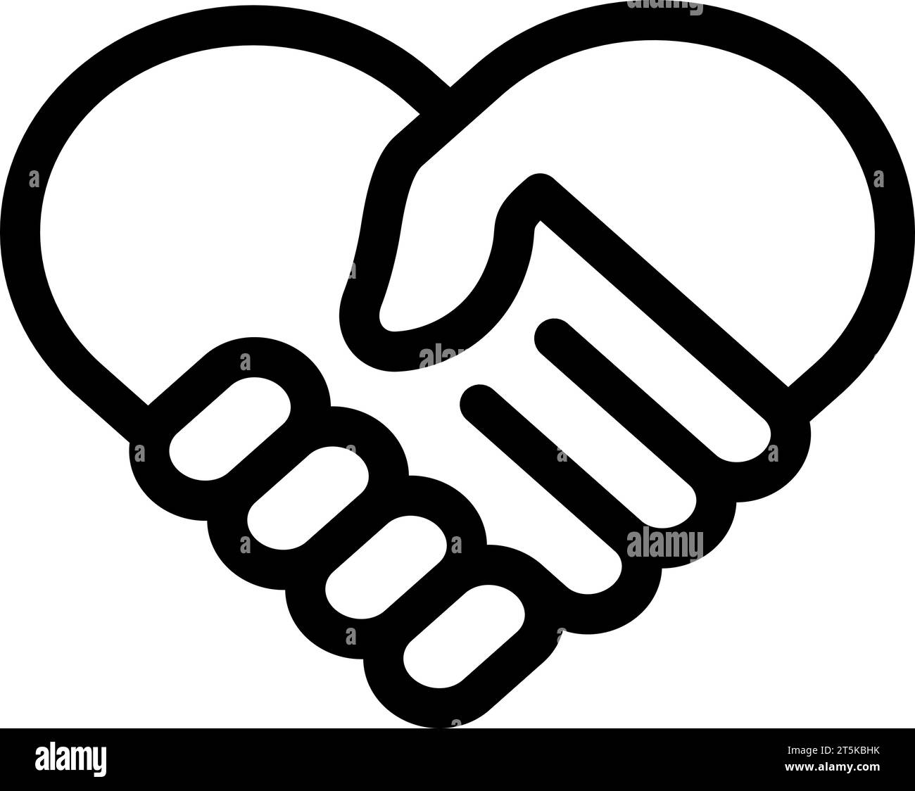 Lineare Handshake-Ikone in Form eines Herzens als Konzept von Vertrauen und Sympathie Stock Vektor