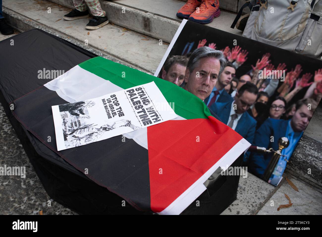 Das Bild des US-Außenministers Antony blinzelte bei der Pro-palästinensischen Kundgebung. Freedom Plaza. Washington D.C. USA. November 2023 Stockfoto