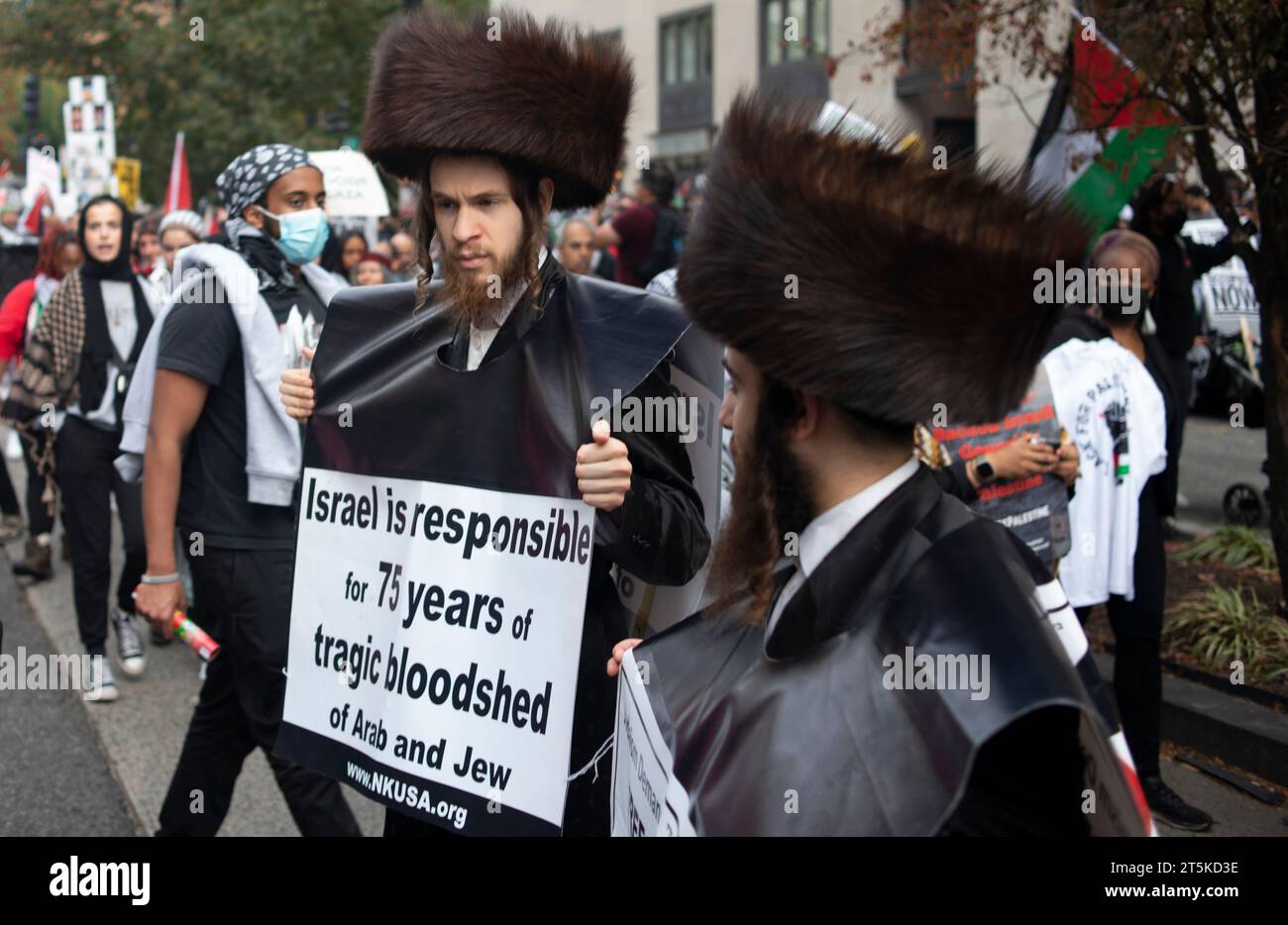 Pro-palästinensische Demonstration für Waffenstillstand zwischen Israel und Gaza auf dem Freedom Plaza. Washington D.C. USA. November 2023 Stockfoto