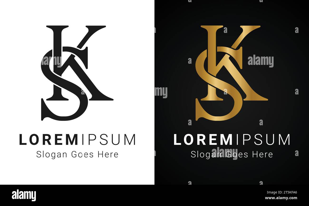 Luxuriöses Initial SK- oder KS-Monogramm-Logo-Design Stock Vektor