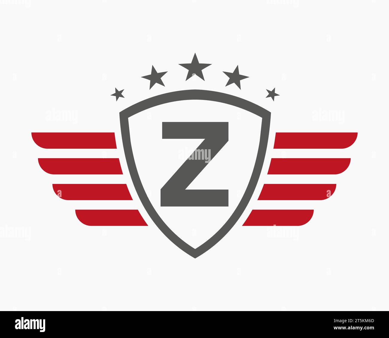 Initial Wing Logo auf Buchstabe Z für Transportlogo mit Sternsymbol Stock Vektor