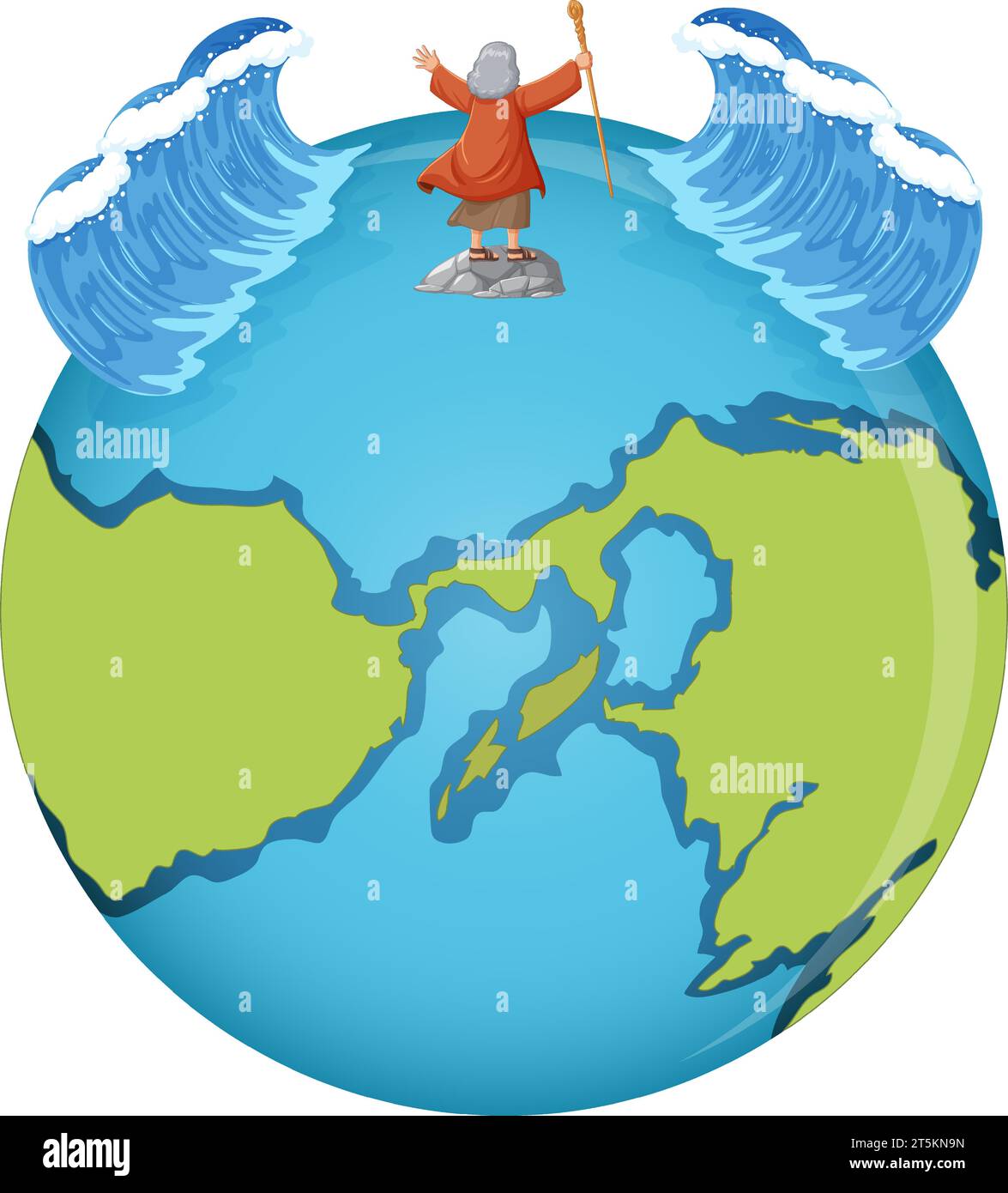Illustration der religiösen Bibelgeschichte von Moses, der das Rote Meer trennt Stock Vektor
