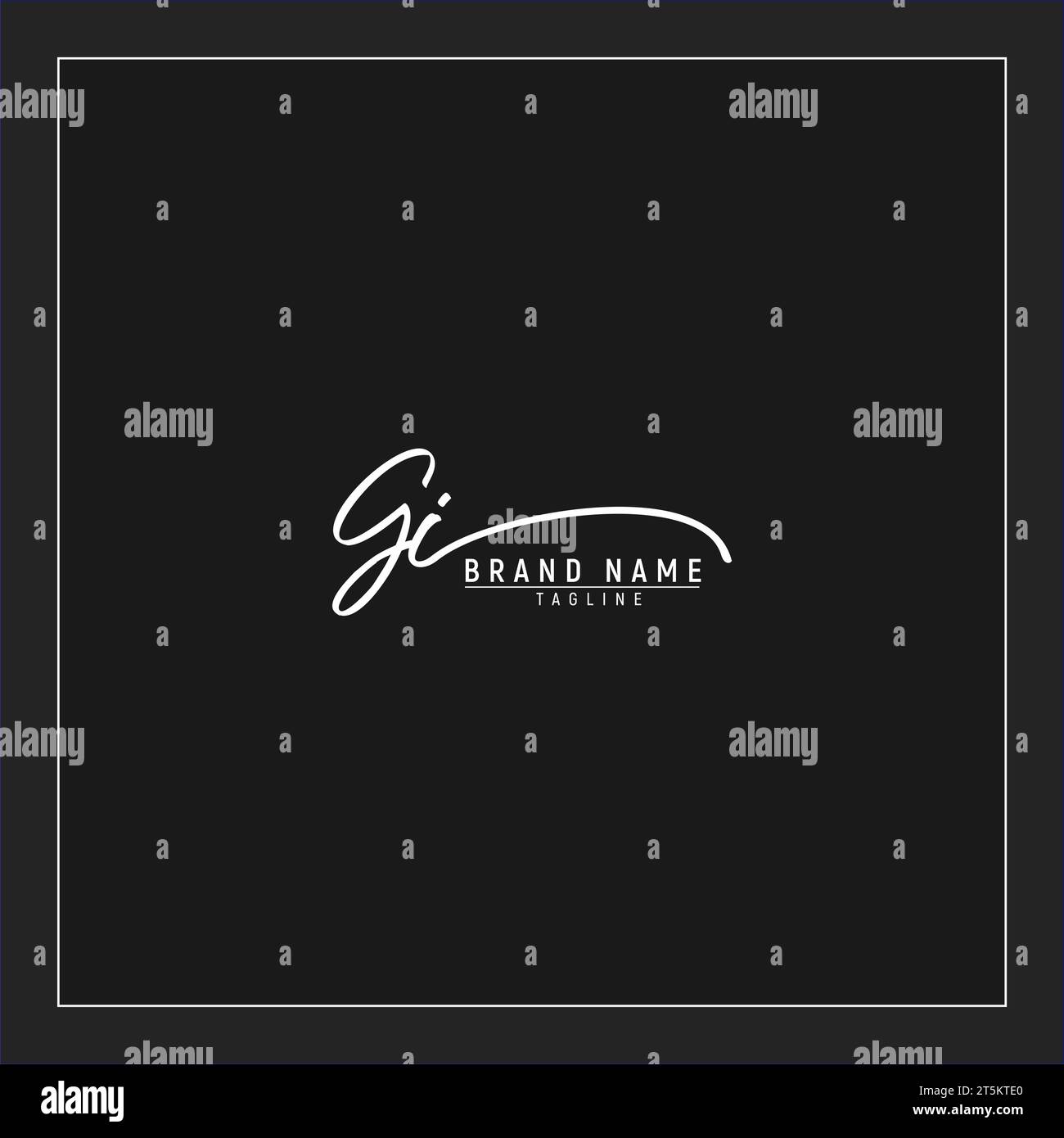 Luxuriöse Initialen des GI-Logos Signature Handschriftenmonogramm isoliert auf schwarzem Hintergrund Stock Vektor