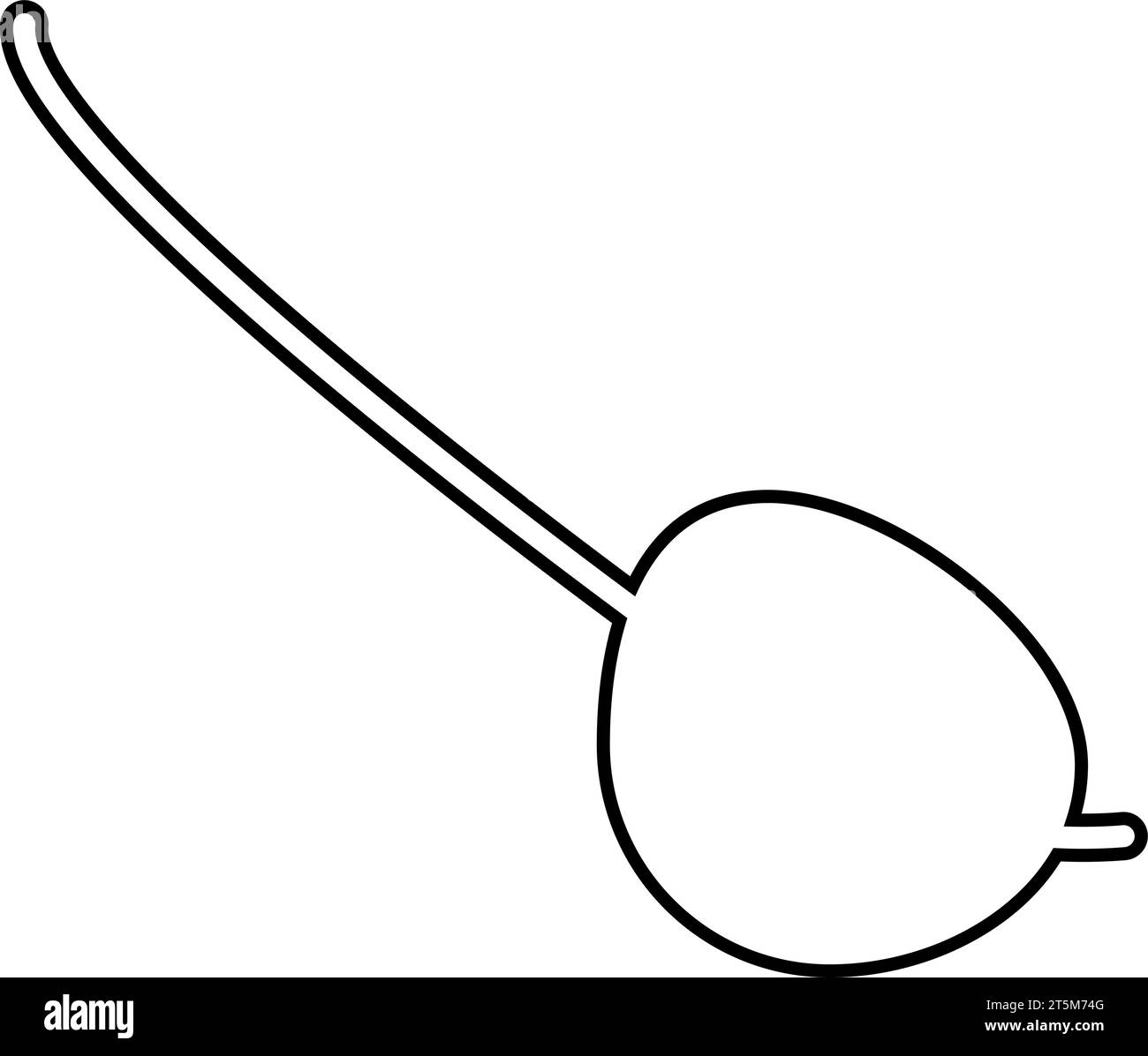 Dünne Konturlinie aus Piratenlederaugenaufnäher mit Kordelzug. Symbol für Augenschutz-Accessoire. Gesundheits- und Sehschutz. Schlichtes Schwarz und weiß Stock Vektor