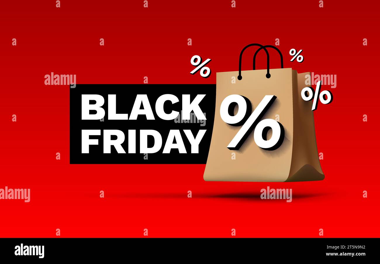Black Friday Big Sale, Banner für den Angebotstag, Prozentsatz der Werbeaktion. Vektor Stock Vektor