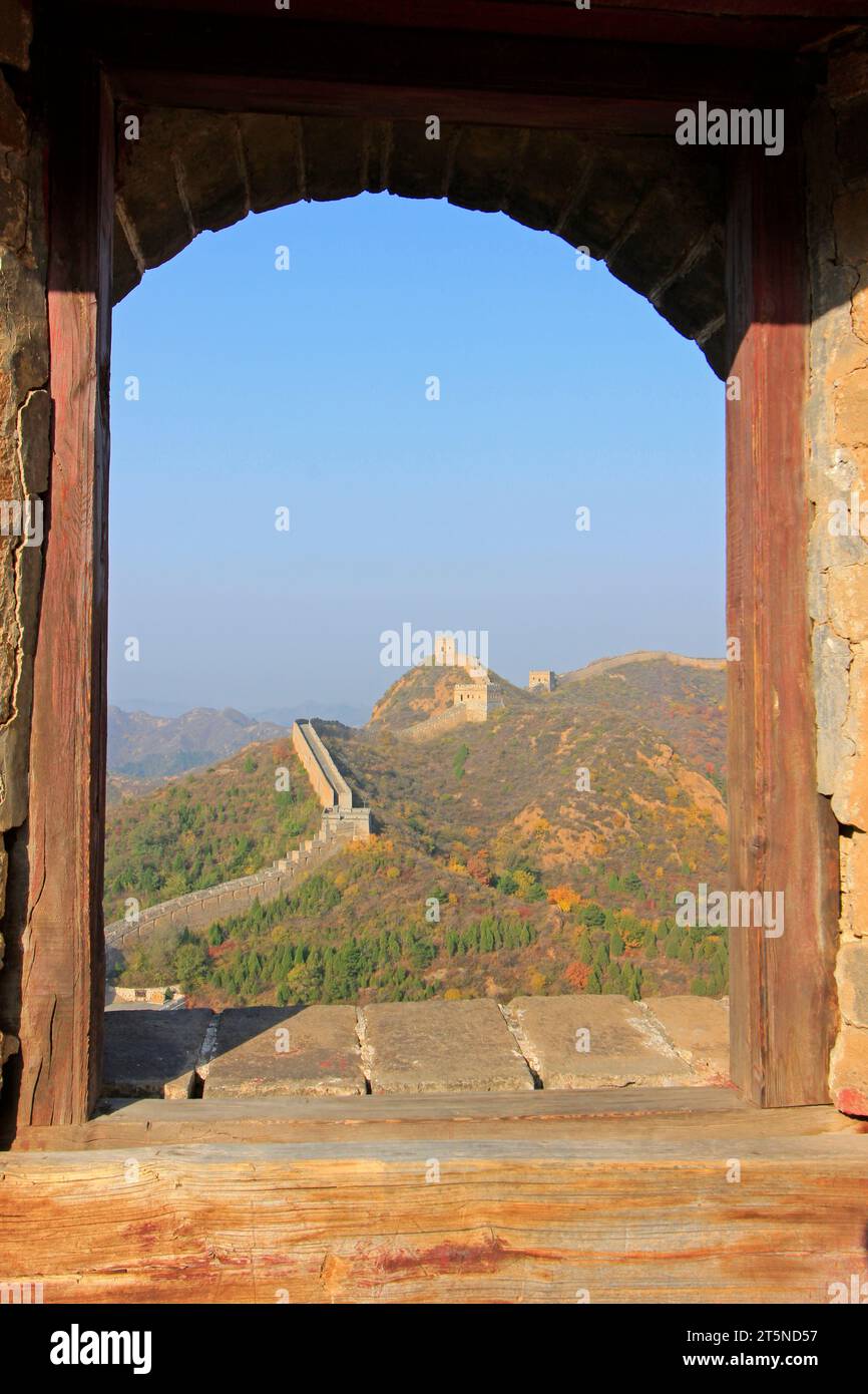 Landschaft der Chinesischen Mauer von Jinshanling, China Stockfoto