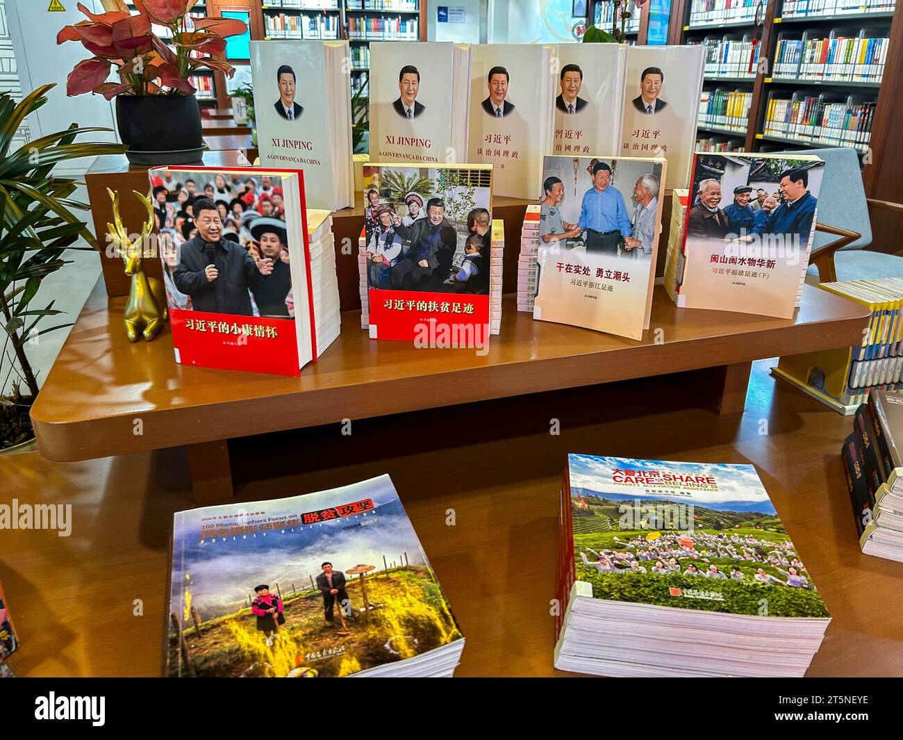Peking, China, Inside-Ausstellung des internationalen Flughafens Beijing Daxing, Interior Chinese Bookstore, Capital Library of China, Präsident Xi JINGPING, Books 'Xi Jinping's Thought on a Well-Off Society » chinese History Stockfoto Peking, China, Inside-Ausstellung des internationalen Flughafens Beijing Daxing, Interior Chinese Bookstore, Capital Library of China, Präsident Xi JINGPING, Books 'Xi Jinping's Thought on a Well-Off Society » chinese History Stockfoto