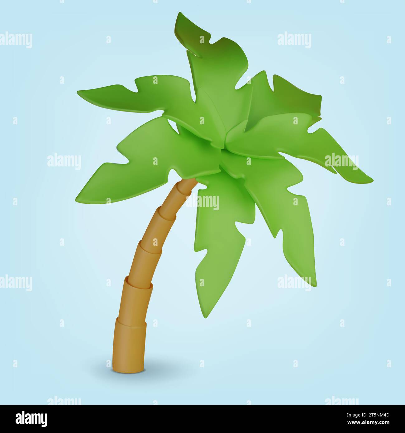 3D Palme . Realistischer Baum auf blauem Hintergrund. Vektordarstellung. Stock Vektor