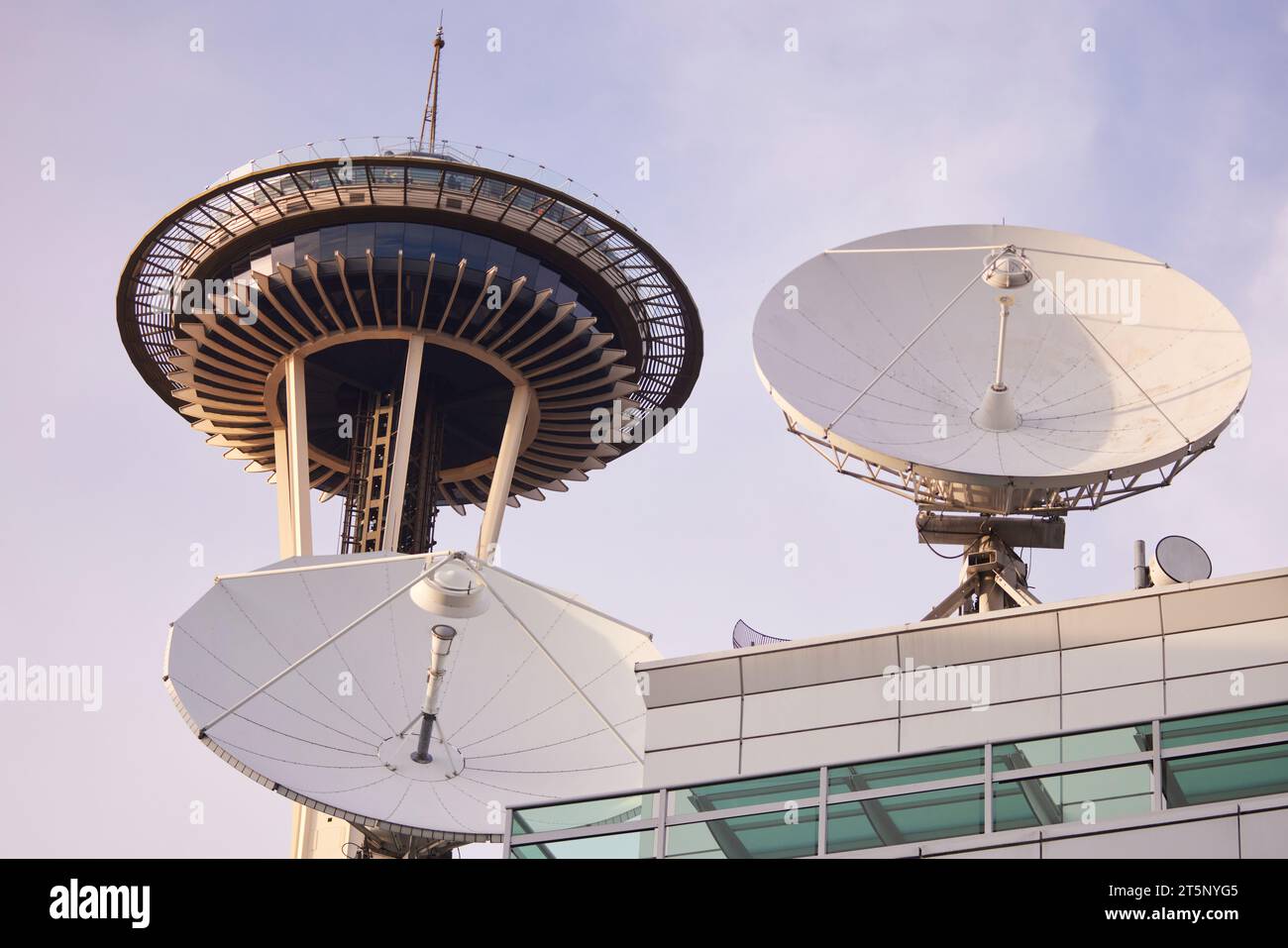 Wahrzeichen und ikonische Space Needle ein Aussichtsturm in Seattle, Washington, USA Stockfoto