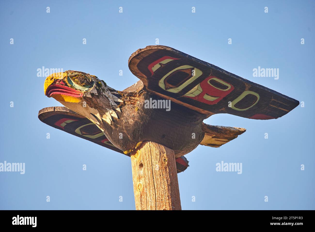 Alaska Ketchikan, Totem-Pole im SÄCHSISCHEN DORF Stockfoto
