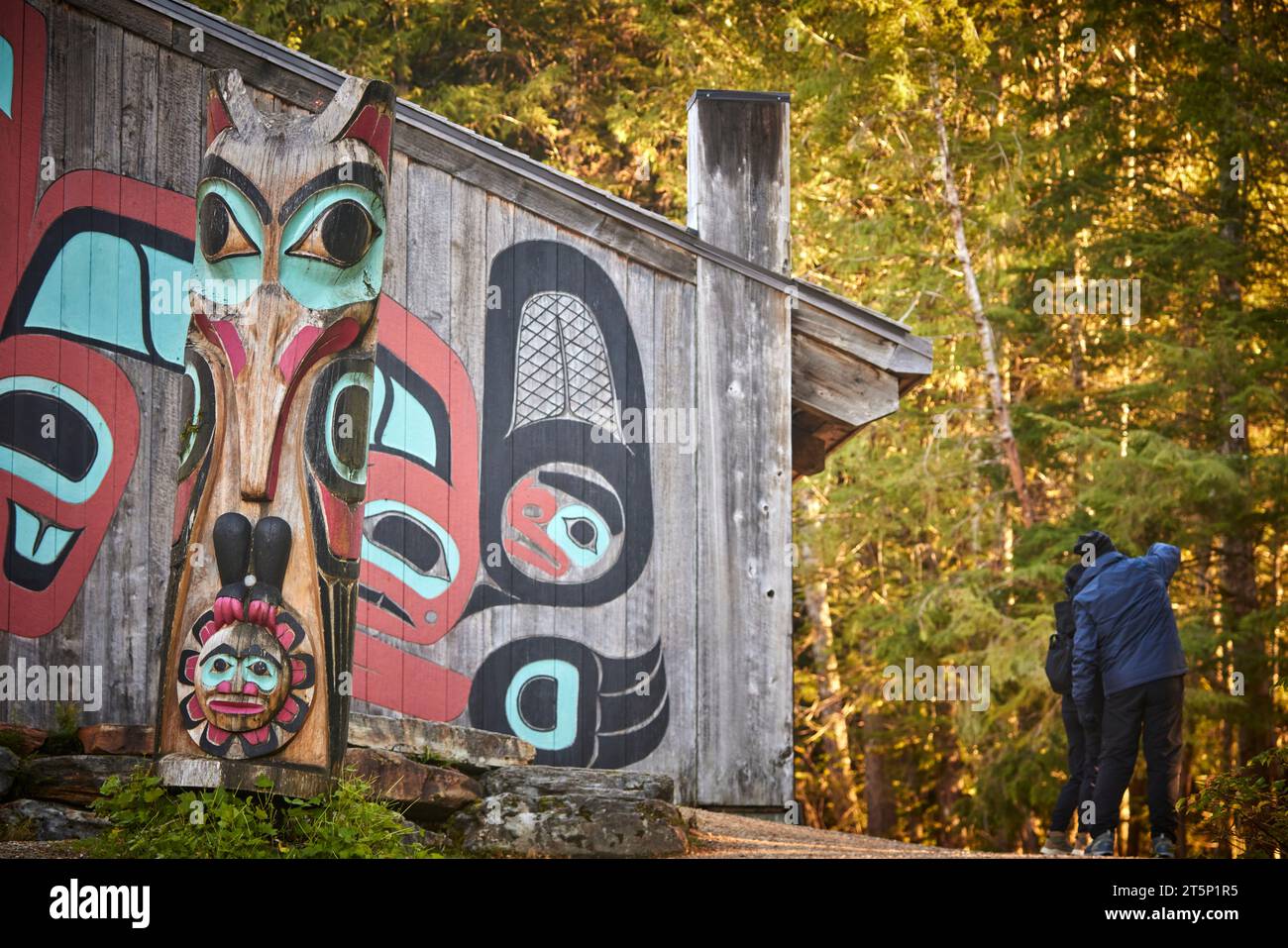 Alaska Ketchikan, Totem-Pole im SÄCHSISCHEN DORF Stockfoto