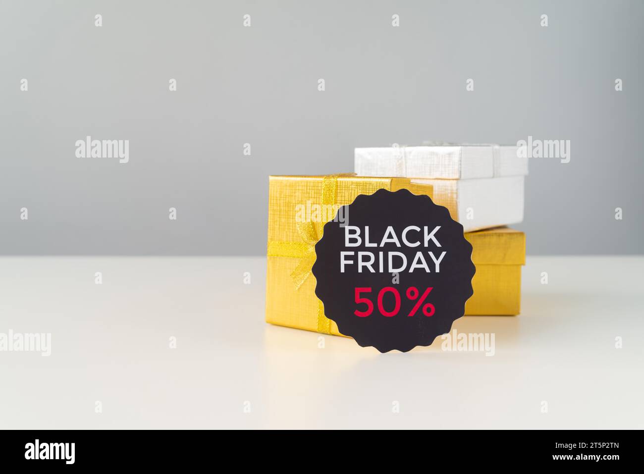 Black friday Rabatt mit Geschenken Stockfoto