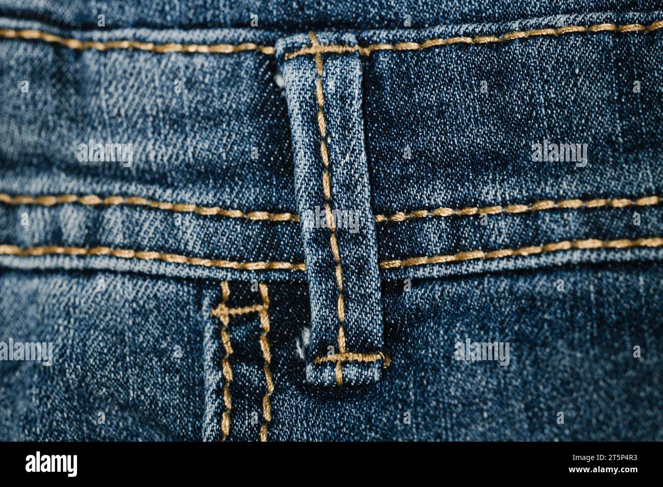 Jeans Gürtelschlaufe im Nahbereich Stockfoto