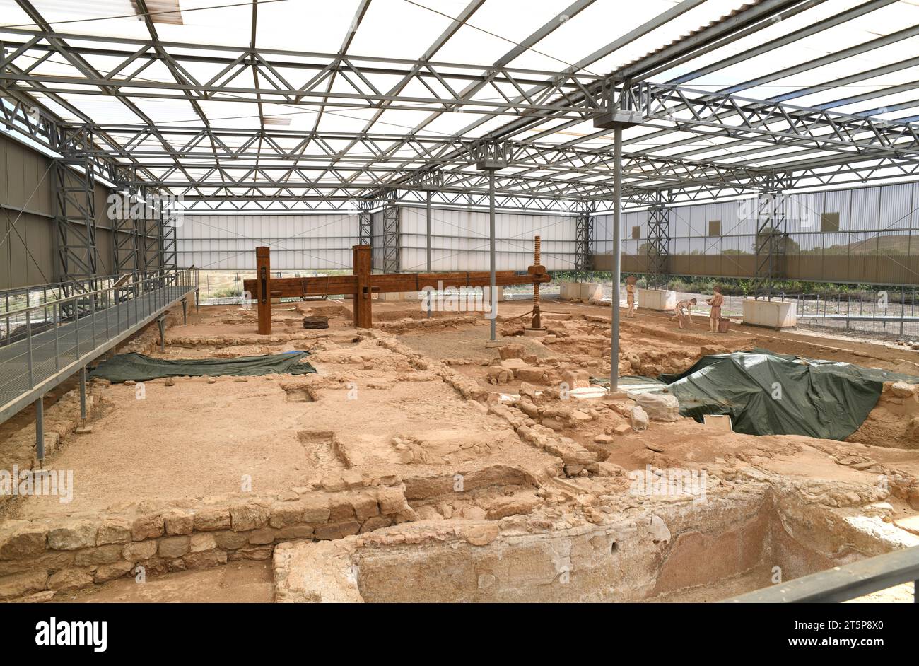 Römisches Dorf Loma del Regadio (Öl- und Weinproduktion) in Urrea de Gaen. Bajo Martin, Teruel, Aragon, Spanien. Stockfoto