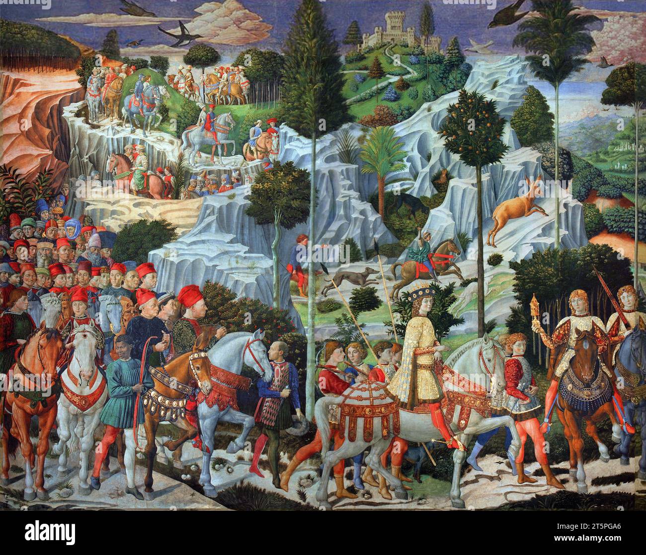 Benozzo Gozzoli. Gemälde mit dem Titel "die Reise der Könige" von Benozzo Gozzoli, um 1459-61 Stockfoto