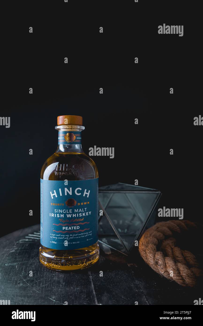 Hinch-Getürfte Whisky-Flasche Stockfoto