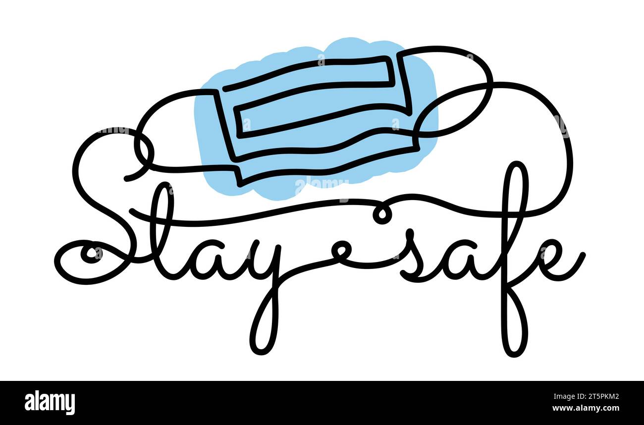 Handbeschriftung mit Quarantäne- und Coronavirus-Spitze in handgezeichneter Linearform. Stock Vektor