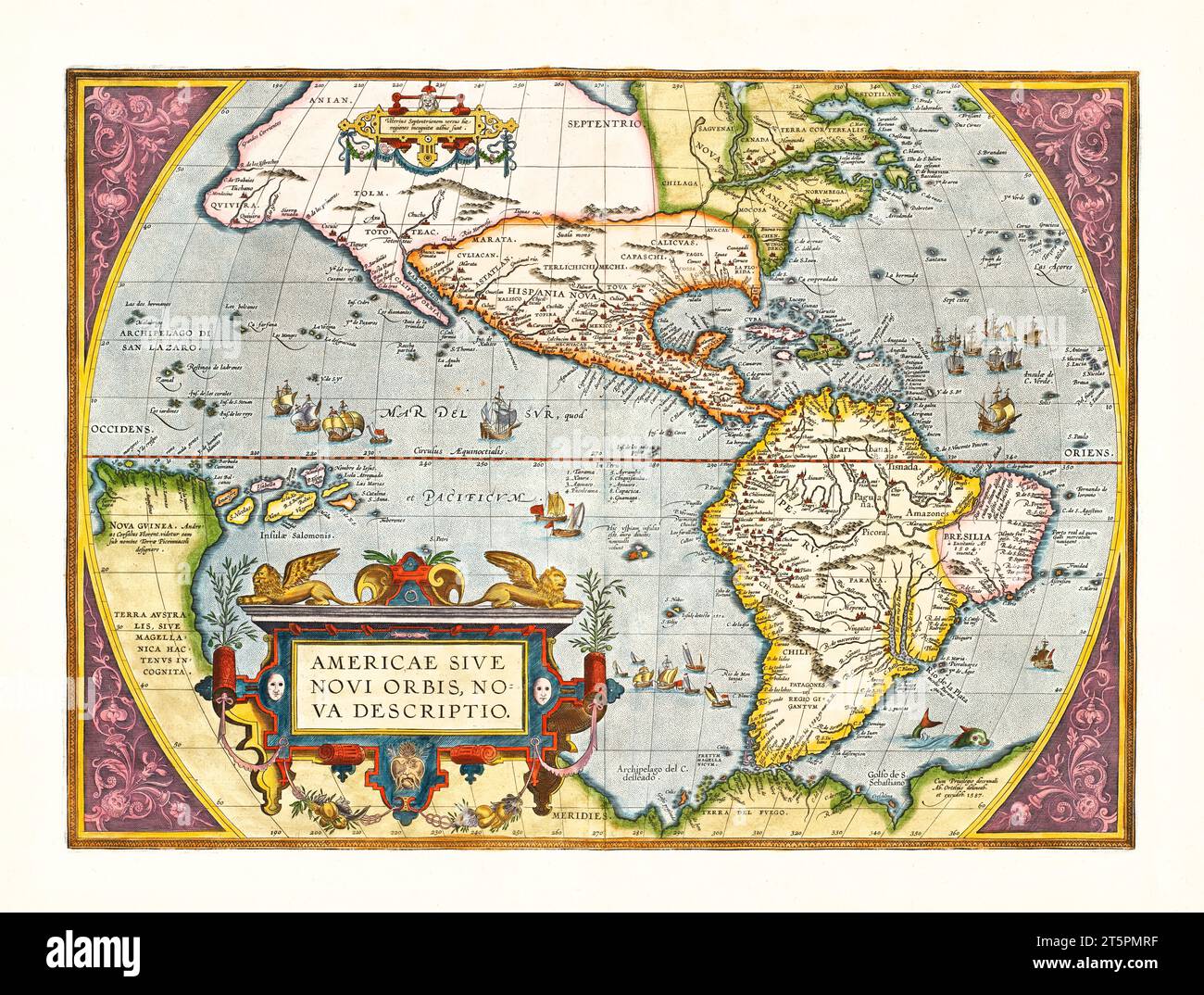 Alte Karte von Amerika. Von Ortelius, publ. Im Jahr 1587 Stockfoto