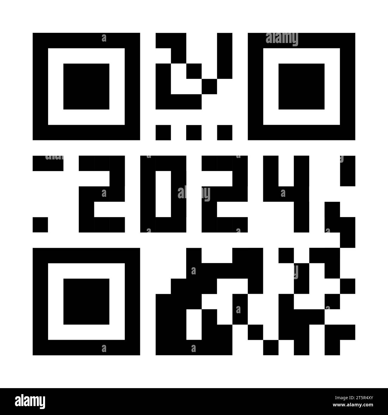QR-Code 2024-Nummern. Frohes Neues Jahr mit covid-Impfbarcode-Konzeptvorlage. Vektor-EPS-Illustration für Banner, Poster, Grußkarte, Einladung Stock Vektor