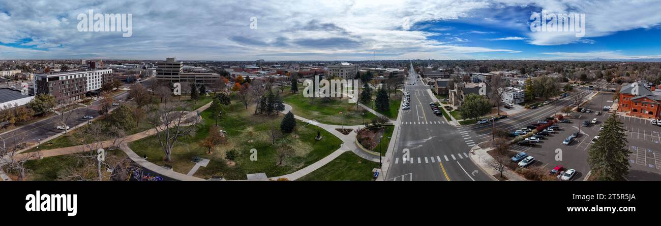 Lincoln Park Greeley Colorado gegenüber dem Union Colony Civic Center Stockfoto