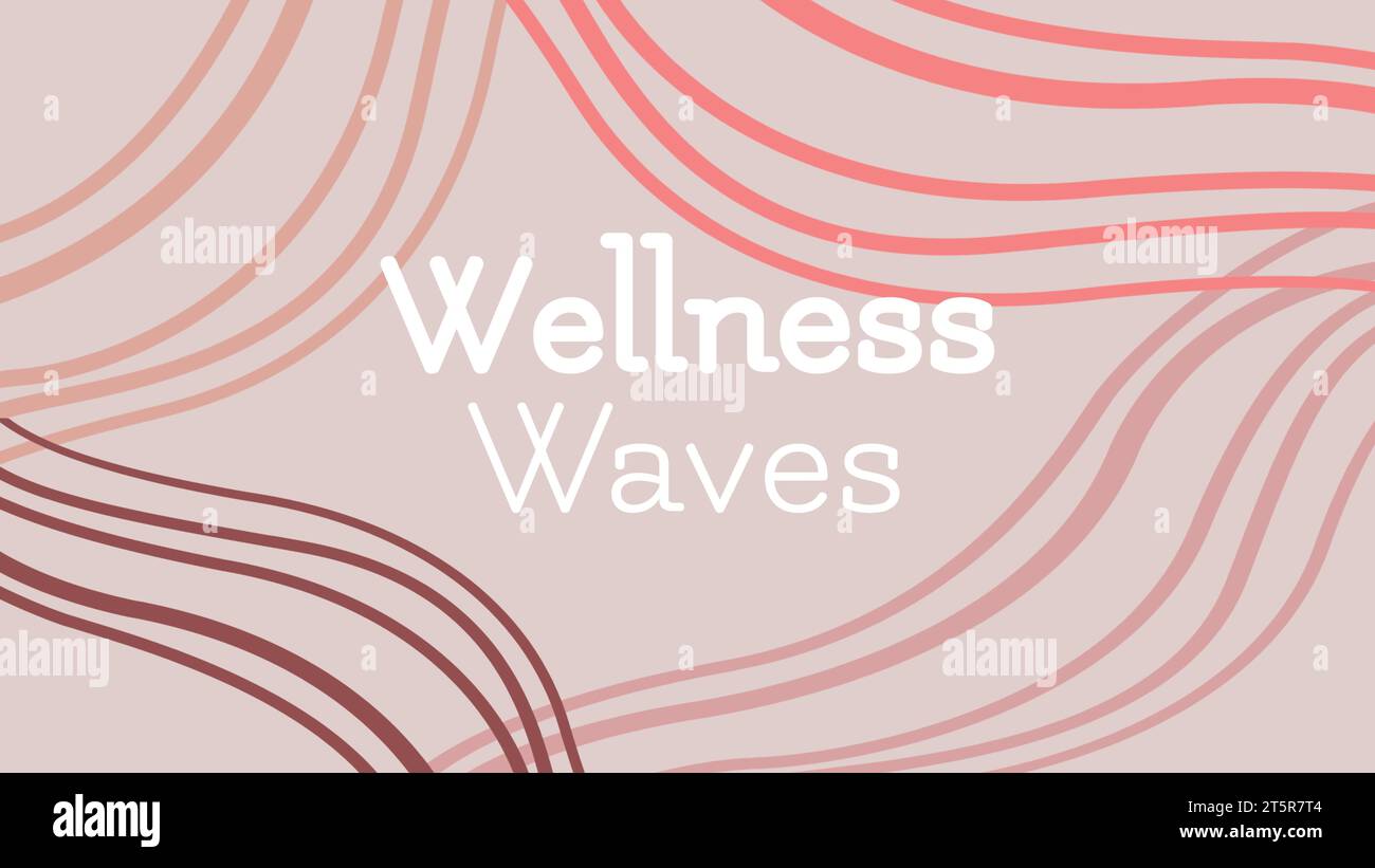 Illustration von Wellness-Wellen-Text mit bunten Wellenmustern auf weißem Hintergrund Stockfoto