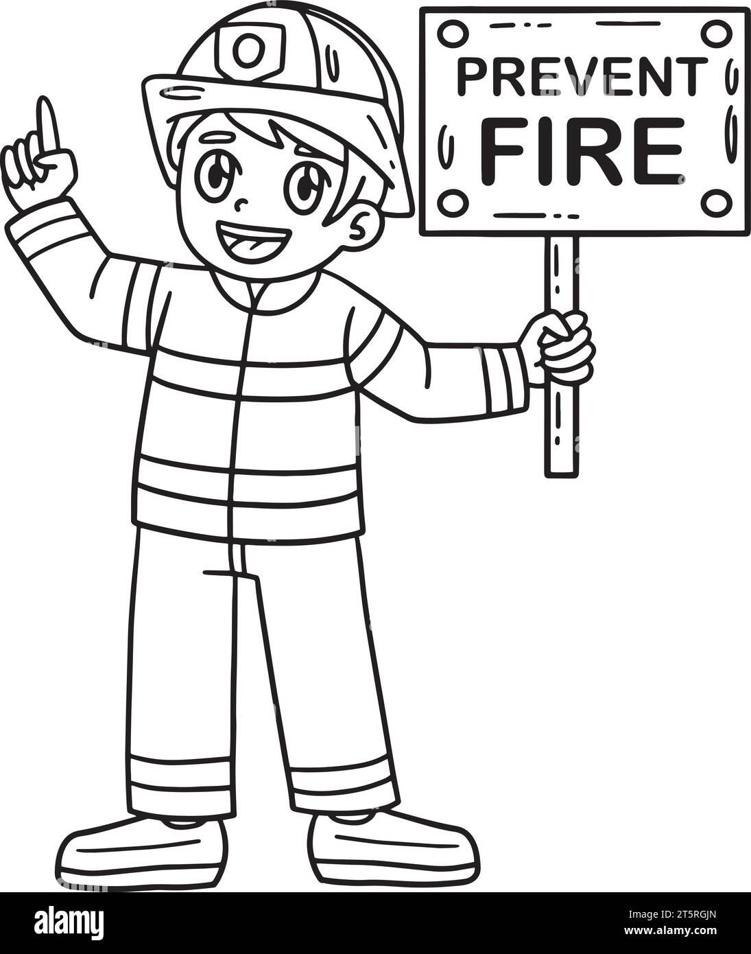 Feuerwehrmann hält eine isolierte Erinnerungsfarbe Stock Vektor