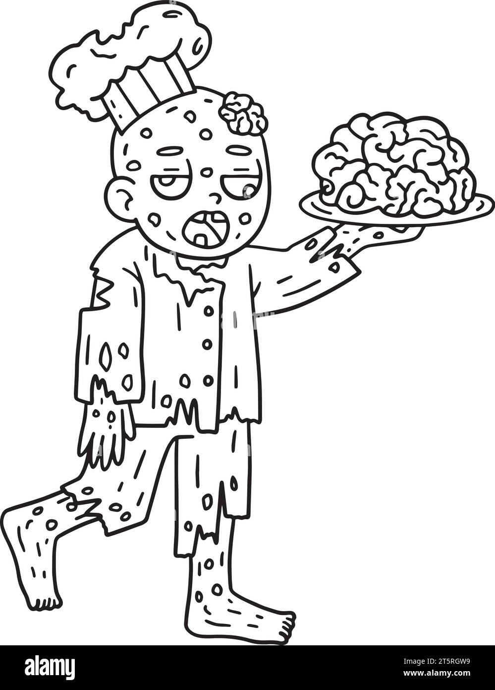 Zombie, der Gehirne auf einer Platte hält Stock Vektor