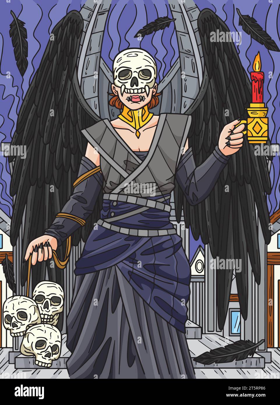 Halloween Engel des Todes farbiger Cartoon Stock Vektor