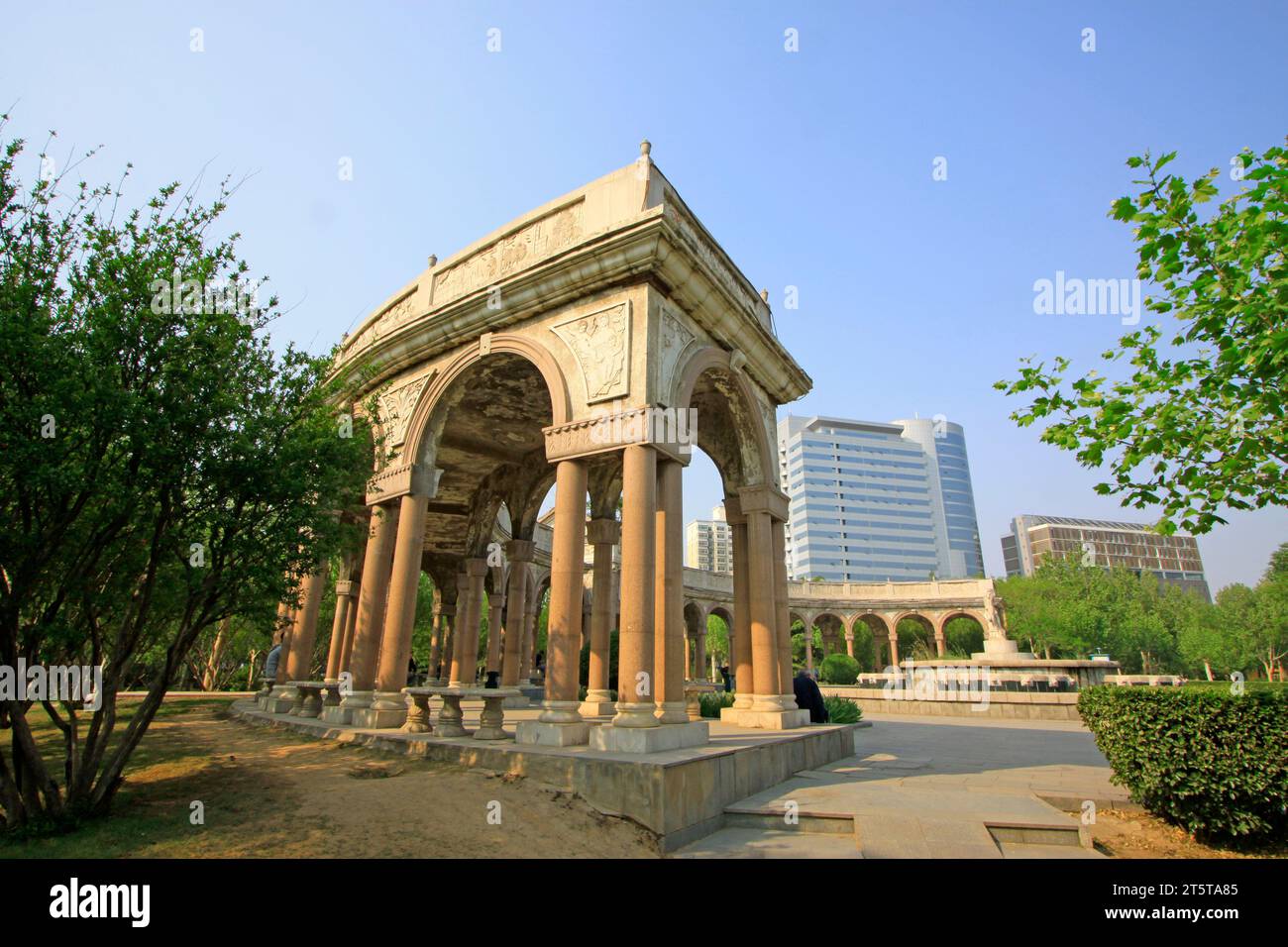 Felsenlandschaft Architektur in einem Wasserpark, Nahaufnahme eines Fotos Stockfoto