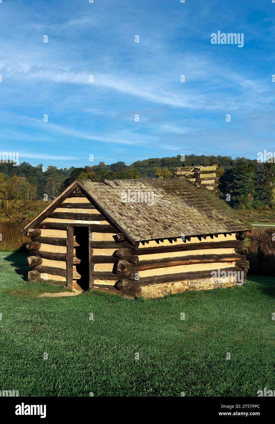 Infanterie Hütte im Valley Forge Historical Park. Stockfoto