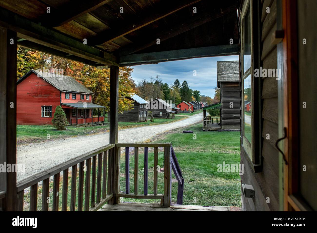 Historische Häuser im historischen Eckley Miners Village. Stockfoto