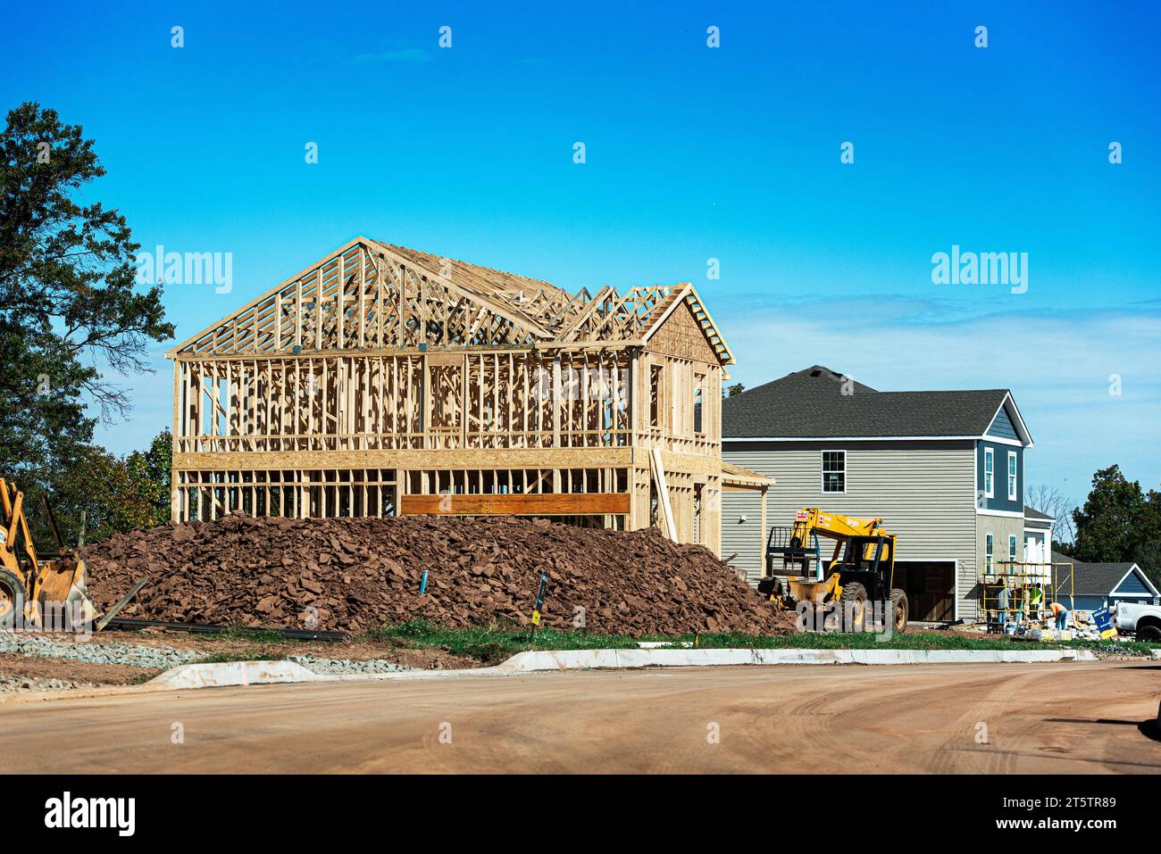 Neues Einfamilienhaus im Bau. Stockfoto